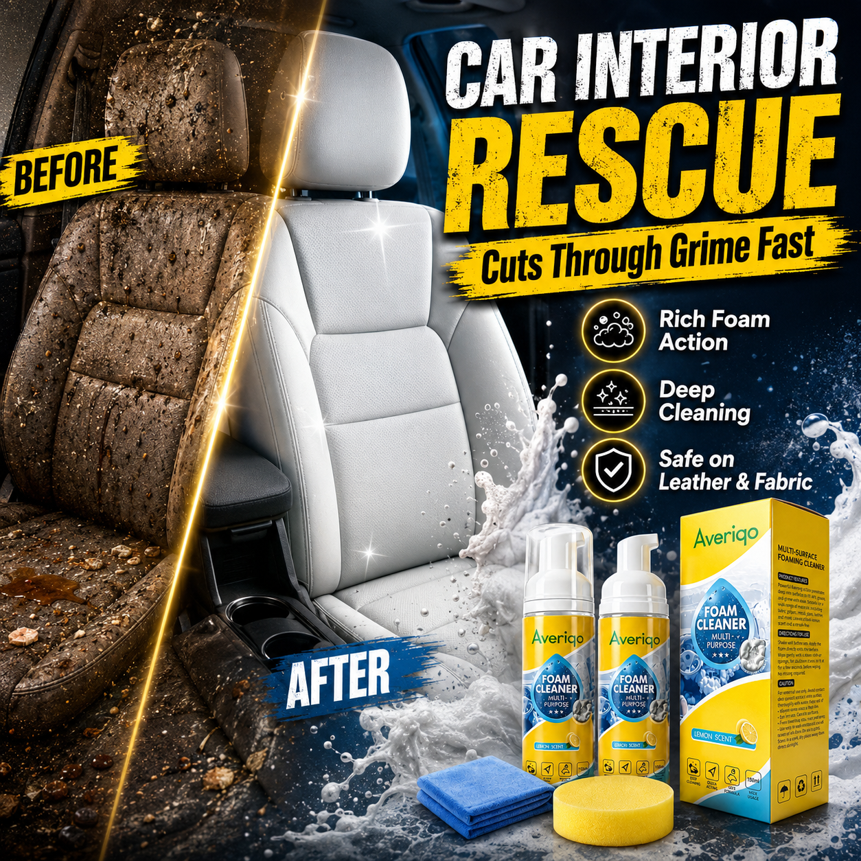 🧴4-in-1 Multi-Enzyme Foam Cleaner – Deep Clean Car, Kitchen, Bathroom & Sofa