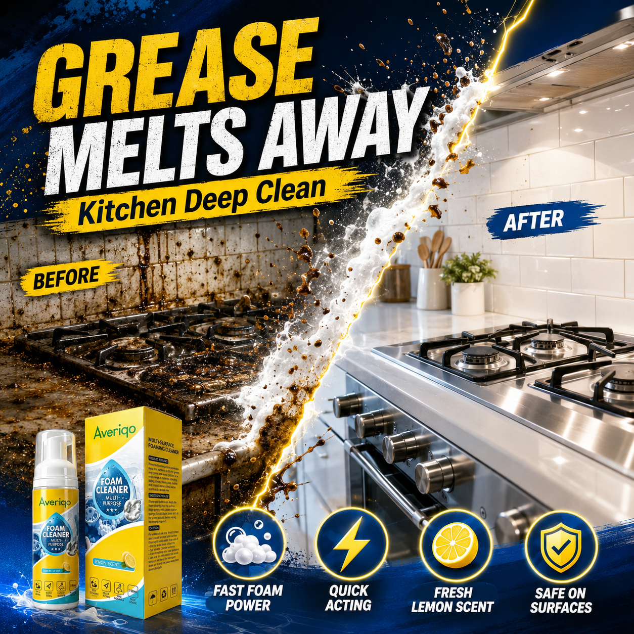 🧴4-in-1 Multi-Enzyme Foam Cleaner – Deep Clean Car, Kitchen, Bathroom & Sofa