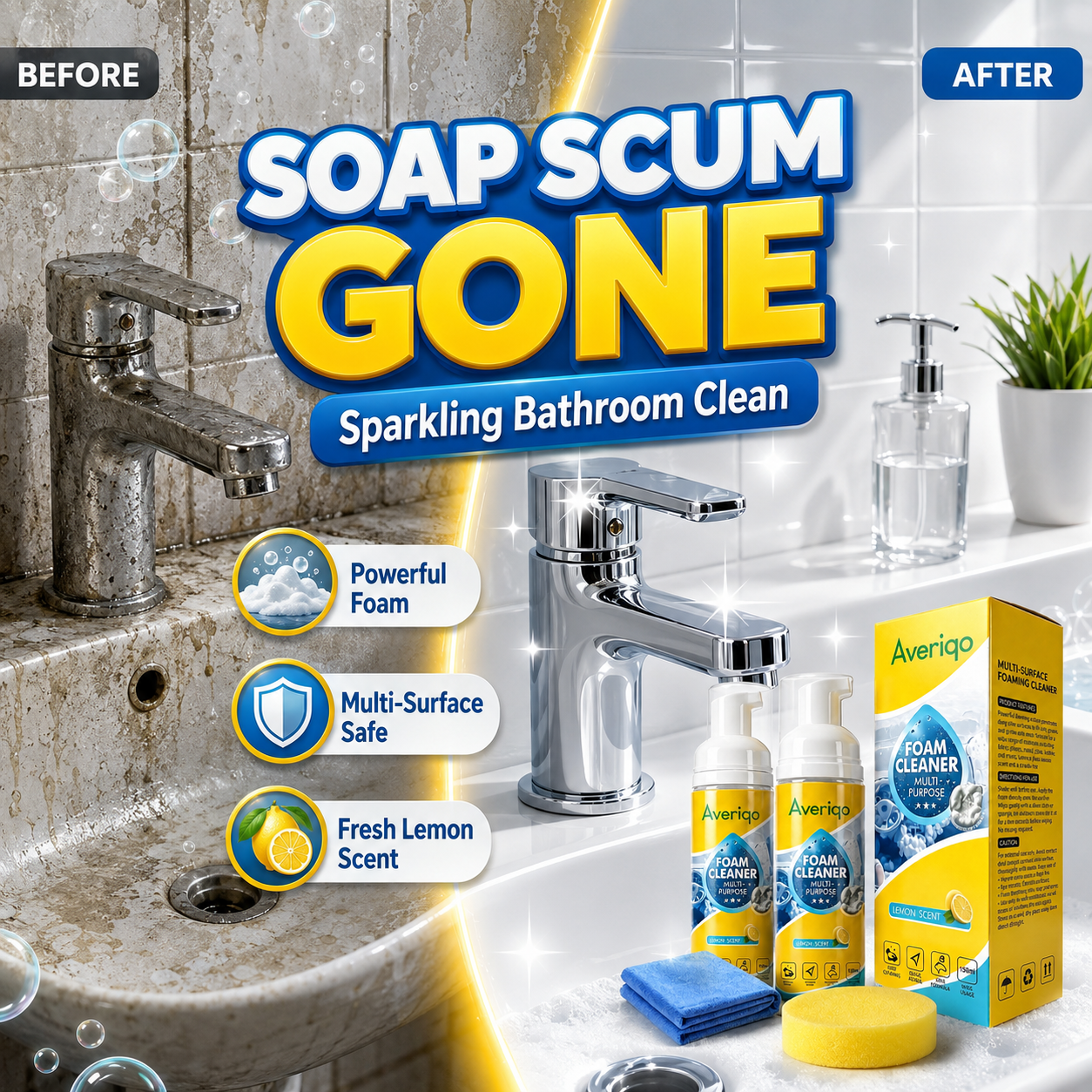 🧴4-in-1 Multi-Enzyme Foam Cleaner – Deep Clean Car, Kitchen, Bathroom & Sofa